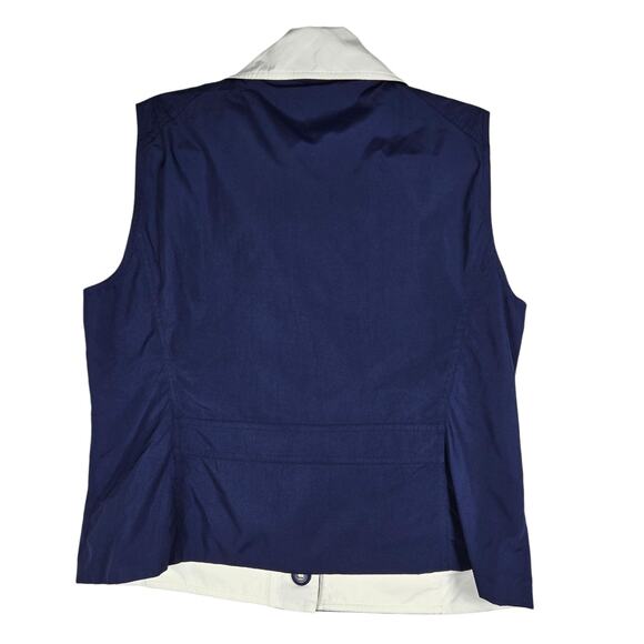 Lauren Ralph Lauren Vest Womens Large Navy White Reversible Collar Zip Pockets - Picture 9 of 10